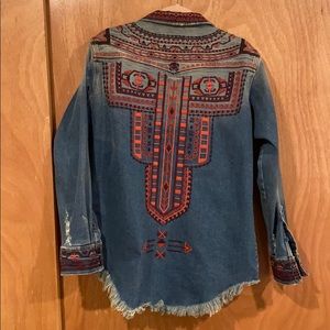 Amazing embroidered denim / jean shirt jacket